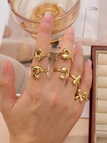 1pc Fashionable Gold 26 Letter A-Z Copper Gold Plated Retro Coin Style Adjustable Ring, Suitable For Women Daily, Beach, Party, Holiday Wear, Gift For Couple And Friends