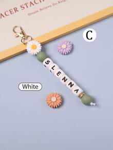1 Stück personalisierter Gänseblümchen Silikon Schlüsselanhänger mit Perlen-Charm, leicht, süß, kawaii Schlüsselring für Umhängetasche/Reisetasche/Schultertasche, dekorative Kette, ideales personalisiertes Geschenk für Familie/Frauen/Freundin/Freunde, multifunktional, dekorativ, wiederverwendbar, exquisit, stilvolle, hochwertige, farbige, moderne, personalisierte, ideale Geschenke für sie, Teeraum, zum Valentinstag, zum Muttertag, zum Geburtstag, zum Vatertag, zur Graduierung, zur Hochzeit, zum Einzug, warme Atmosphäre, Herbst Zuhause Auffrischung, Harmonie Zuhause, Bürodekoration, elegantes Wohnen, ewige Liebe, Wohnzimmer Dekoration - Verschiedenfarbig - Übersicht 9