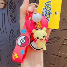 pokemon 1 paquete de llaveros con dibujos animados de anime lindos con pulsera - Encantos de personajes surtidos para cumpleaños, regalos de Navidad, recuerdos de fiesta - Accesorios de bolso para mochilas y equipaje
