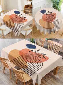 1 pièce Nappe de style bohème avec imprimé géométrique, nappe rectangulaire/ronde moderne en polyester imperméable, avec impression numérique, convient pour le salon, la maison, la table de repas extérieure, la petite table ronde