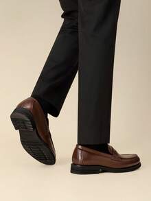 Men's Penny Loafers Slip-On Driving Shoes For Daily Classic & Concise Business Shoes - Coffee Brown - View 6