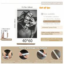 1幅黑色艺术油画，时尚女性艺术，墙面艺术，女子手持钞票帆船帆布油画艺术印刷海报墙面装饰，家居礼品，客厅，浴室，卧室，厨房 - 彩色 - 查看 14