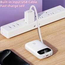 LADAPU Pin dự phòng sạc nhanh 10000mAh Mini Cute 5V2A, Bộ sạc điện thoại di động di động dung lượng lớn có thể sạc lại kích thước nhỏ, tích hợp 4 dây cáp, Màn hình kỹ thuật số thông minh, Giao diện Micro, Đầu ra & Đầu vào USB-C, Bộ pin du lịch ngoài trời Thích hợp cho Kỳ nghỉ hè Du lịch/Cắm trại ngoài trời và Nguồn điện dự phòng khẩn cấp Quà tặng cho Gia đình, Bạn bè, Màn hình hiển thị nguồn điện sinh nhật, Bộ sạc di động - Đỏ - Xem 7