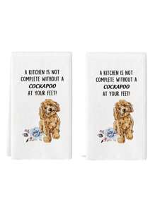 2 Pcs A Kitchen Is Not Complete Without A Cocker Spaniel Kitchen Towel Kitchen Towels Cocker Spaniel Dish Towels Cooking Hand Tea Towels