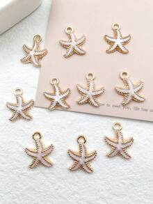 10pcs/Set Mixed Fashion Enamel Starfish Alloy DIY Pendant - White - View 2