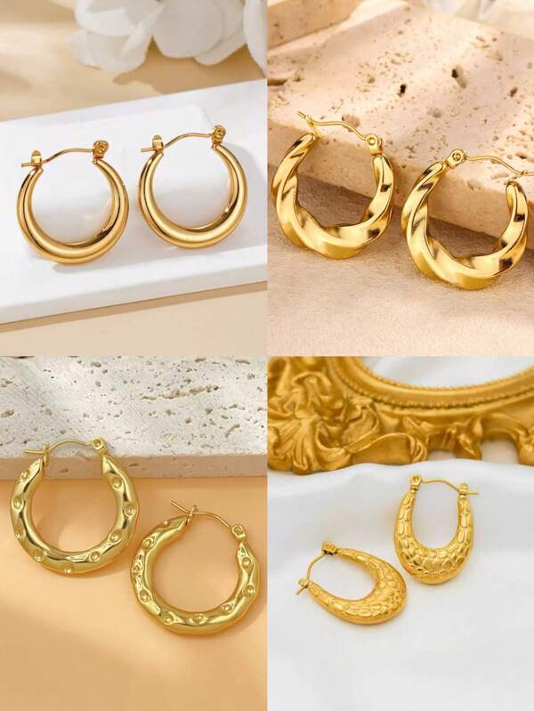 1 Pair Stainless Steel U-Shape Earrings, Fashionable Minimalist Women Earrings