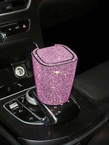 1pc Car Accessories Studded Car Ashtray Fashion Led Lamp Multifunctional Car Creative Car Ashtray For Men And Women/Luxury Rhinestone Ashtray, With Cover, Portable Ashtray-Free Hot Drilling Car Ashtray/Applicable Holiday Gifts - Multicolor - View 8