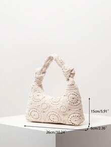 Túi Tote Dệt Móc Hoa Rỗng Cho Nữ, Bộ Móc, Túi Đi Biển Bằng Rơm Boho, Đồ Dùng Thiết Yếu Khi Đi Du Lịch, Trang Phục Đi Nghỉ Cho Nữ (Họa Tiết Ngẫu Nhiên) - Màu be - Xem 6
