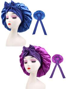 3/2/1pc Silk Bonnet For Sleeping Women ,Luxurious Satin Silky Bonnet With Adjustable Tie,Hair Accessories For Women,Head Scarf For Women's Hair,Hair Care, And Shower Luxurious Satin & Silk Bonnet For Sleeping - Adjustable Comfort Fit With Tie Band - Unisex Night Hair Protection For Men & Women