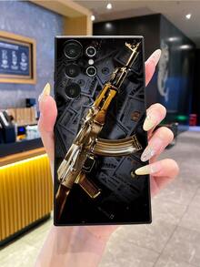 Money 1pc AK Dollar Sign Pattern Black Straight Edge Anti-Fall Anti-Slip Protective Phone Case Compatible With Apple///Compatible With Redmi/Compatible With VIVO/Compatible With OPPO - Black - View 1