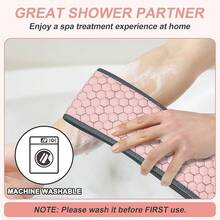 Exfoliating Back Scrubber For Shower, Double-Sided Back Scrub Washcloth With Handles For Use In Shower, 38 Inches Body Exfoliator Bath Tool To Clean Your Body Deeply For Men & Women Skin Care - 粉色 - 查看 6