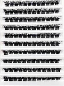 10 Rows 120 Clusters Eyelashes,Full Curled Eyelashes,Single Length DIY False Eyelashes Natural Appearancelash Clusters,Eyelash Clusters,Individual Eyelashes,Lashes,Fake Lashes