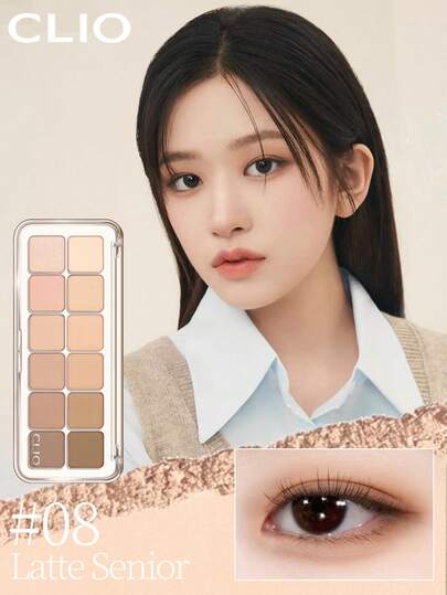 Clio K-Beauty PRO EYE PALETTE AIR，12 色眼影盘，一体式彩妆盘，哑光闪光眼影，腮红，高光，眼影，日常彩妆，韩妆