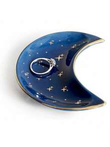 Kleine Mond Schmuckschale, Ringhalter Schale dekorative Keramik Zierschale süßer Mond Schale kleine Schmuckplatte Ohrringe Halskette Halter Schmuckauslage moderner Akzent Ring Tablett für Schminktisch Sommerbedarf für Frauen Aufbewahrungsorganizer Geschenk Semesteranfang