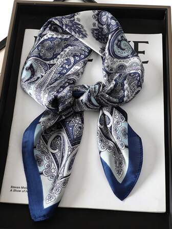 1 pièce Foulard en soie carré 27,5" x 27,5" avec motif cachemire bohème, design à la mode, convient pour un port quotidien