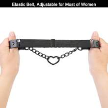 2PCs Adjustable Leg Garter With Chains, Elastic Heart Thigh Garters Belt For Women