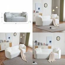 Coral 82 Curved Sofa 3Seater Living Rooms Bedrooms Apartment Office WHITE - White1 - View 1