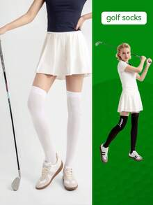 ECIEXI 1 Paar Sport- & Lässig Golf Kniestrümpfe mit seitlichem Jacquard, UV-Schutz Athletikstrümpfe, elegante & bequeme Outdoor-Socken für Frauen, ideales Geschenk für Golffans - Verschiedenfarbig - Übersicht 3