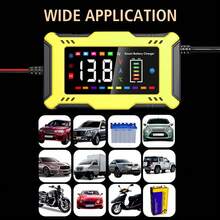 110V/240V 输入 14.6V/12V 6A 通用 90W 脉冲修复汽车电池充电器 欧盟美国插头 适用于铅酸/锂铁电池