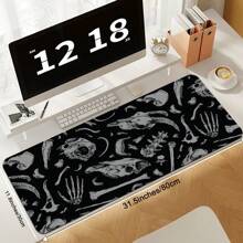 1pc Cool Skeleton Pattern Mouse Pad Abstract Art Desian Black Desk Mat Office Desk Large Gaming Mouse Pad - Extended, Thick, Non-Slip Rubber Desk Mat With Precision Stitched Edges - Washable & Durable
