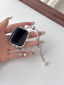 1 件女士女孩新款简约优雅珍珠金属手表手链兼容 表带系列 11 10 9 8 7 6 5 4 3 2 1 38 毫米 40 毫米 41 毫米 42 毫米 44 毫米 45 毫米 46 毫米 49 毫米 Ultra 1/2/3 SE 腕带替换为 表带，是送给女朋友的生日、情人节最佳礼物（仅表带） - 銀色 - 查看 3