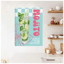 1 pièce Affiche de cocktail vintage Latte Moutai, peinture sur canevas de boisson et de nourriture, décoration murale minimaliste moderne pour restaurant, bar, maison. Décoration murale avec cadre, décoration de cuisine - Multicolore - Voir 14