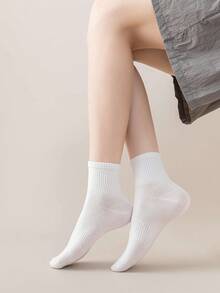 1/2/5/8/10/20/30 双女士黑色、白色、灰色纯色舒适百搭袜子，适合节日、运动、休闲、商务和日常穿着，全年可用颜色组合，秋季 - 彩色 - 查看 4