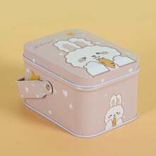 1 Pc Cute Rabbit Pattern Metal Gift Box Delicate Rabbit Design With Colorful Flowers And Balloons Printed With Have A Nice Day To Convey Best Wishes Suitable For Storage And Gift Packaging, Compact Jewelry Box And Keepsake Container, Metal Construction, Charming Home Decor Accessory For Dresser Or Desk, Fun Playful Gift To Brighten Occasions, Ideal For Organizing Small Treasures, Cards, Trinkets And Stationery In A Stylish Colorful Theme - Multicolor - View 13