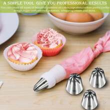 Ensemble de 4 pièces de grandes douilles à motifs pour la décoration de gâteaux. Outils de pâtisserie pour décoration de gâteaux et de cupcakes. Outils de gâteau à motifs, ustensiles de cuisine pour crème et biscuits