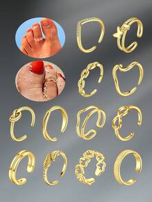 CIZME 2Pcs Gold/Silver Adjustable Toe Rings Beach Foot Jewelry For Women Open Toe Ring CZ Flower Love Toe Rings