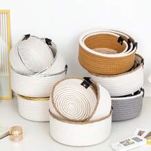Handwoven Desktop Organizer Set – Braided Storage Baskets (Small, Medium, Large) For Home, Office, Kitchen, Or Bathroom – Decorative Storage Box Modern Boho Desk Organizers For Clutter-Free Workspaces – Durable Natural Fiber Trays & Bins School Supplies,Back To School