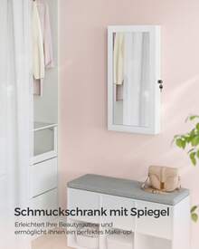 Schmuckschrank, Lagerung für das Studentenwohnheim - Oberfläche in Weiß, Innenfutter in Greige - Übersicht 1