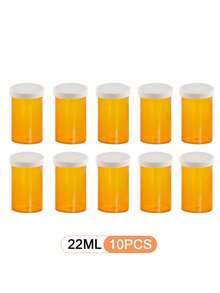 一套10PCS/5PCS/2PCS/1PC多用途带盖药物分配瓶，黄色，密封防潮，50/30ml容量圆形按压盖胶囊瓶，适用于储存胶囊、药片、维生素和糖果，适合旅行包装或家庭使用 - 彩色 - 查看 9