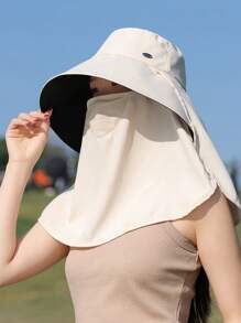 1 pièce Casquette de couleur unie pour femme, nouveau chapeau d'été avec protection pour le cou, protection solaire extérieure pour le visage et le cou, convient pour le port quotidien