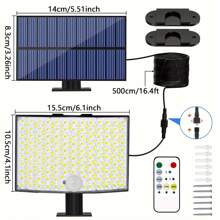 1/2pcs Solar Lights, [268LED/5 Modes/] 16.4ft Extension Cable Super Bright Motion Sensor, With The Latest 3 Bright Always-On Light Modes From Dusk To Dawn, Remote Control, IP65 Waterproof, LED Solar Lights Suitable For Garden Patio Courtyard Garage Corridor