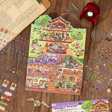 DIY 3D House Stickers, Fun DIY Stickers Scene, DIY Stickers Scene Make Your Own Favorite Cabin, For Pass The Time, Perfect For Winter, New Year