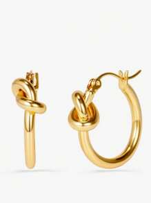 New Popular Earrings For Women With Knot And Circle Earrings, Elegant And Niche Design, Simple Circle, Light Luxury And High-End Feeling. Earring Buckle, Suitable For Women'S Daily Wear And Matching Accessories, Suitable For Formal Wear, Casual Style