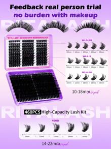 RITALASH RITALASH 592pcs/460pcs/288pcs/280pcs/180pcs D Curl Individual Cluster Lashes 6 Styles Book Clusters DIY False Eyelash Extension Mix Length Fluffy And Comfortable False Eyelashes At Home For Daily Life&Dates And Party