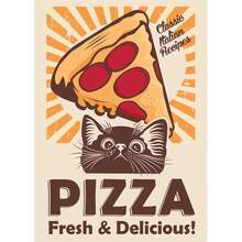 1 件礼物日本美食寿司拉面生鱼片照烧搞笑黑猫海报帆布画可爱动物美味墙壁艺术厨房房间装饰可选框架 - 多色 - 查看 25