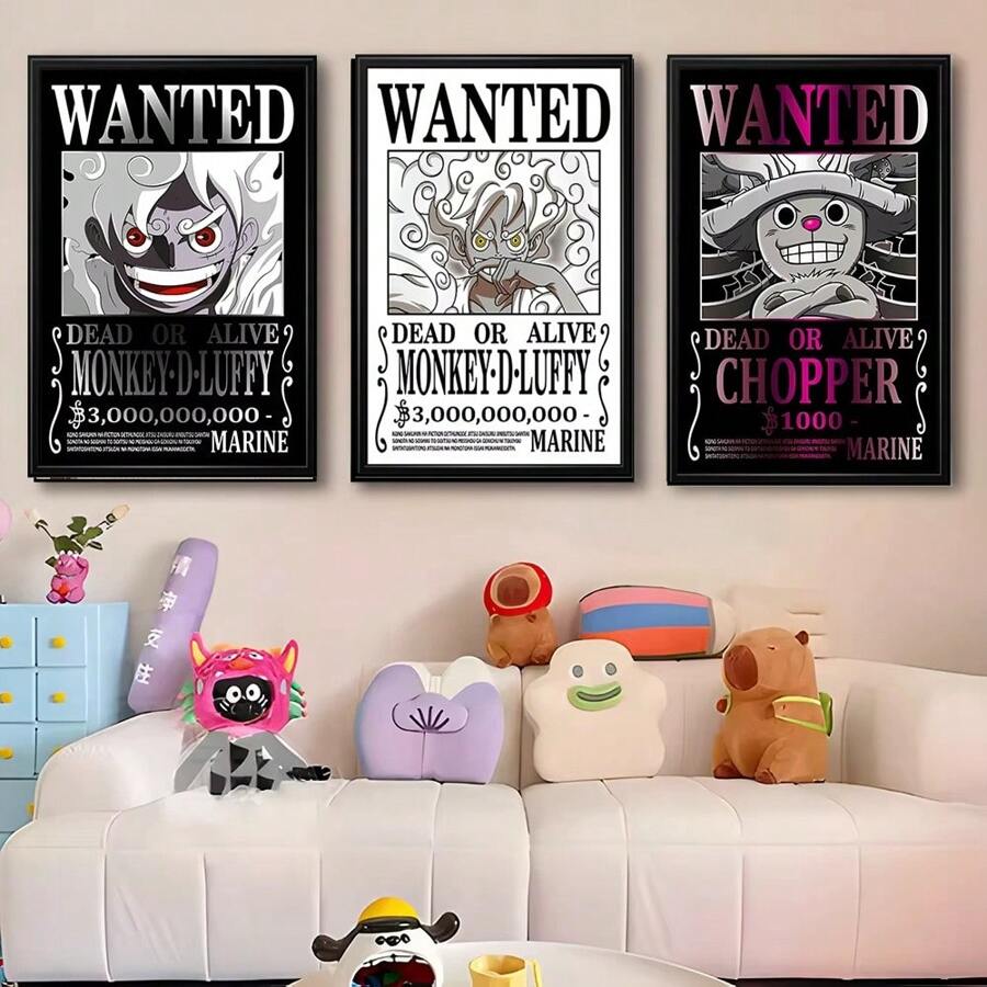 1 pieza Impresión en lienzo de una sola pieza WANTED Póster decorativo desmontable Impresión artística para sala de estar sin marco Colección de pinturas decorativas en lienzo, sin marco