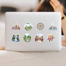 50PCS Watercolor Travel Doodles Stickers Vinyl Aesthetics Stickers Scrapbook, Journaling, Laptop, Bumper, Skateboard, Water Bottles, Computer, Phone, Cartoon, Hard Hat, Car Stickers