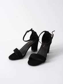 女士高跟凉鞋，夏季新款露趾粗跟优雅套穿拉链休闲高跟鞋，圣诞节冬季圣诞礼物 - 黑色 - 查看 10