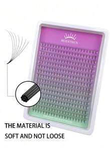 Extensões de Cílios Individuais Pré-Montadas Huenthun, Formato Leque, D Curl, 4D 5D 6D 7D 8D 10D 12D 14D 16D 20D, Haste Pontuda, Falso Mink