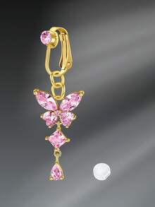 CIZME Fake Belly Rings Stainless Steel Gold Dangle Belly Button Rings Non Piercing Navel Jewelry Fake Pierced Navle Rings For Women Daily Wear - Multicolor-2 - View 9