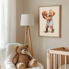 1 Tranh Gấu Thể Thao Ngộ Ngộ Trang Trí Tường Phòng Trẻ Em - 6 Mẫu Thiết Kế Đáng Yêu, Có/Không Khung | Tranh vẽ tay trên vải canvas hình động vật, phù hợp với trang trí phòng trẻ em tông màu trung tính, khung gỗ, dễ treo, trang trí phòng trẻ em chủ đề bóng chày, bóng đá, golf, thiết kế tông màu retro nhẹ nhàng, lựa chọn quà tặng tốt nhất - Nhiều màu - Xem 10