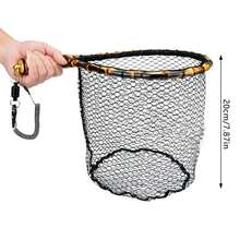 1 Pieza Red de pesca de trucha ligera con marco de mango de madera, red de pesca portátil adecuada para pescar en barco y río - Multicolor - Ver 8