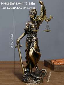 1pc Goddess Of Justice Statue Home Decor, Office Bookshelf Decoration Justice, Fairness, Judicial Balance Figurine