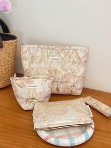 شنطه سفر اغراض سفر لوازم السفر اغراض السفر اشياء للسفر حقيبة نسائية شنط بحر شنطه صيف جامعةطقم خمسة أكياس مكياج محمولة محلاة بالأزهار الذهبية، حقيبة مكياج، حقيبة تجميل بسوستة متعددة الوظائف لحفظ مستحضرات التجميل والعناية بالبشرة والأحمر والزيت الشفاف وطلاء الأظافر والكريم اليدوي والفوط الصحية والعملات والمفاتيح والأغراض الصغيرة، حقيبة مكياج للسفر، حافظة تجميل، هدية عيد ميلاد، هدية الأم، هدية الشاهدة في الزفاف، هدية لأصدقاء مقربين، مستلزمات السفر والحياة اليومية - متعدد الألوان - مشاهدة 3