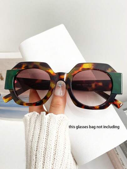 New Retro Colorblock Asymmetrical Square Frame Fashionable Glasses, Unisex Chic Party, Festival, Street, Bohemian Style, Versatile For Daily, Casual, Beach, Travel, Work, Elegant Design