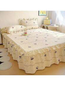 1pc, Bed Skirt, Beautiful Lace Style, Providing All-Round Protection For The Mattress,Excluding Pillowcases - Dream Time - View 1